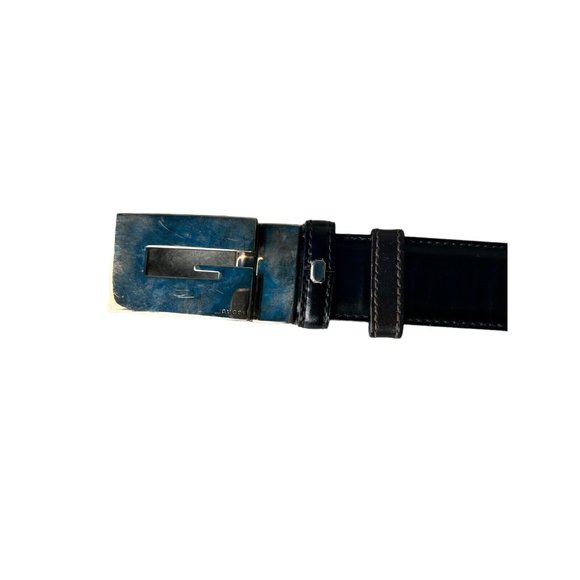 Gucci - Black Leather Reversible Square G Belt
